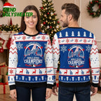 Los Angeles Dodgers World Series Champions Snowflake Pattern Ugly Christmas Sweater