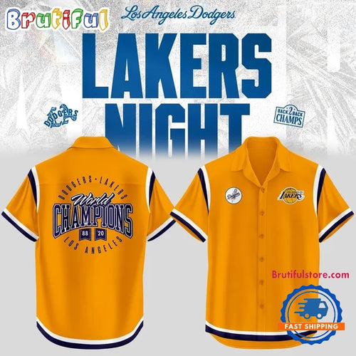 Los Angeles Dodgers x Los Angeles Lakers Word Champions Night 2026 Hawaiian Shirt