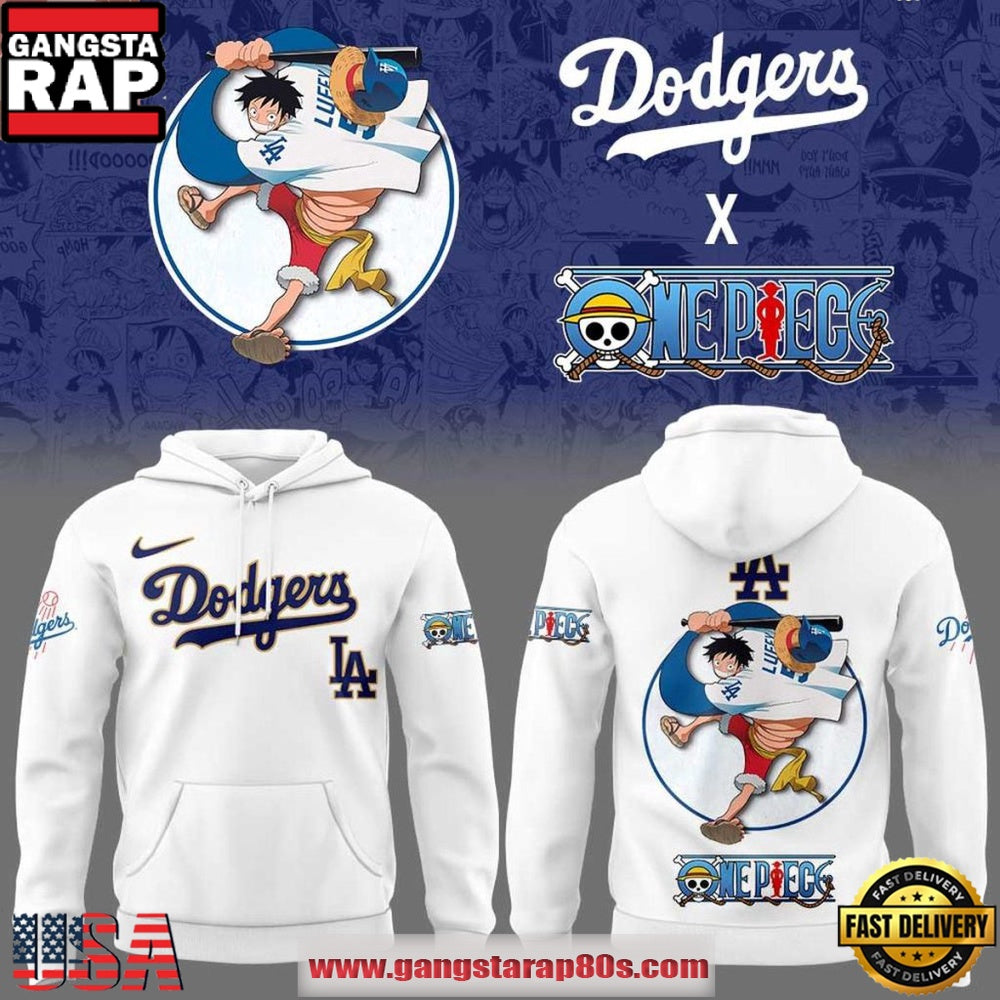 Los Angeles Dodgers x One Piece Night 2026 Luffy Straw Hats White Hoodie