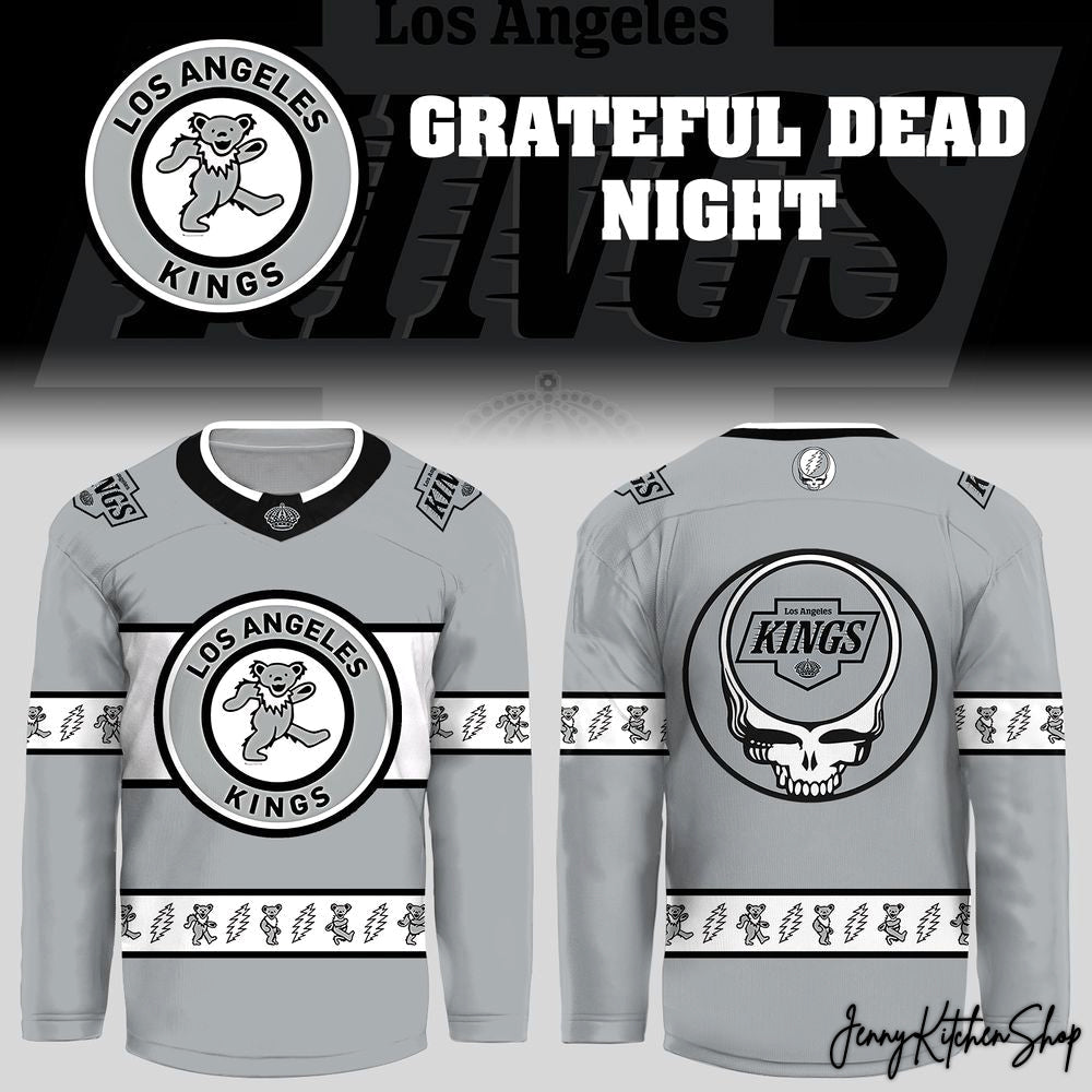 Los Angeles Kings Grateful Dead Night 2026 Gray Hockey Jersey