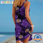 Los Angeles Lakers Flower Pattern Women’s Summer Beach Sling Dress