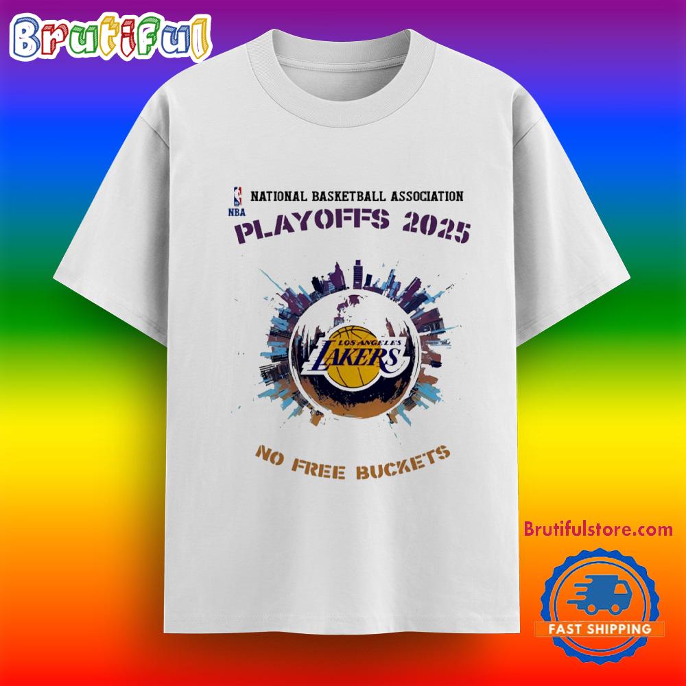 Los Angeles Lakers No Free Buckets Playoffs 2025 City Skyline Shirt