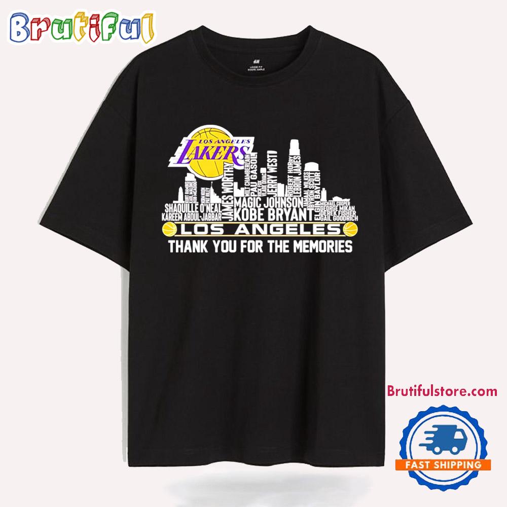 Los Angeles Lakers Player Name Thank You for the Memories Skyline T Shirt