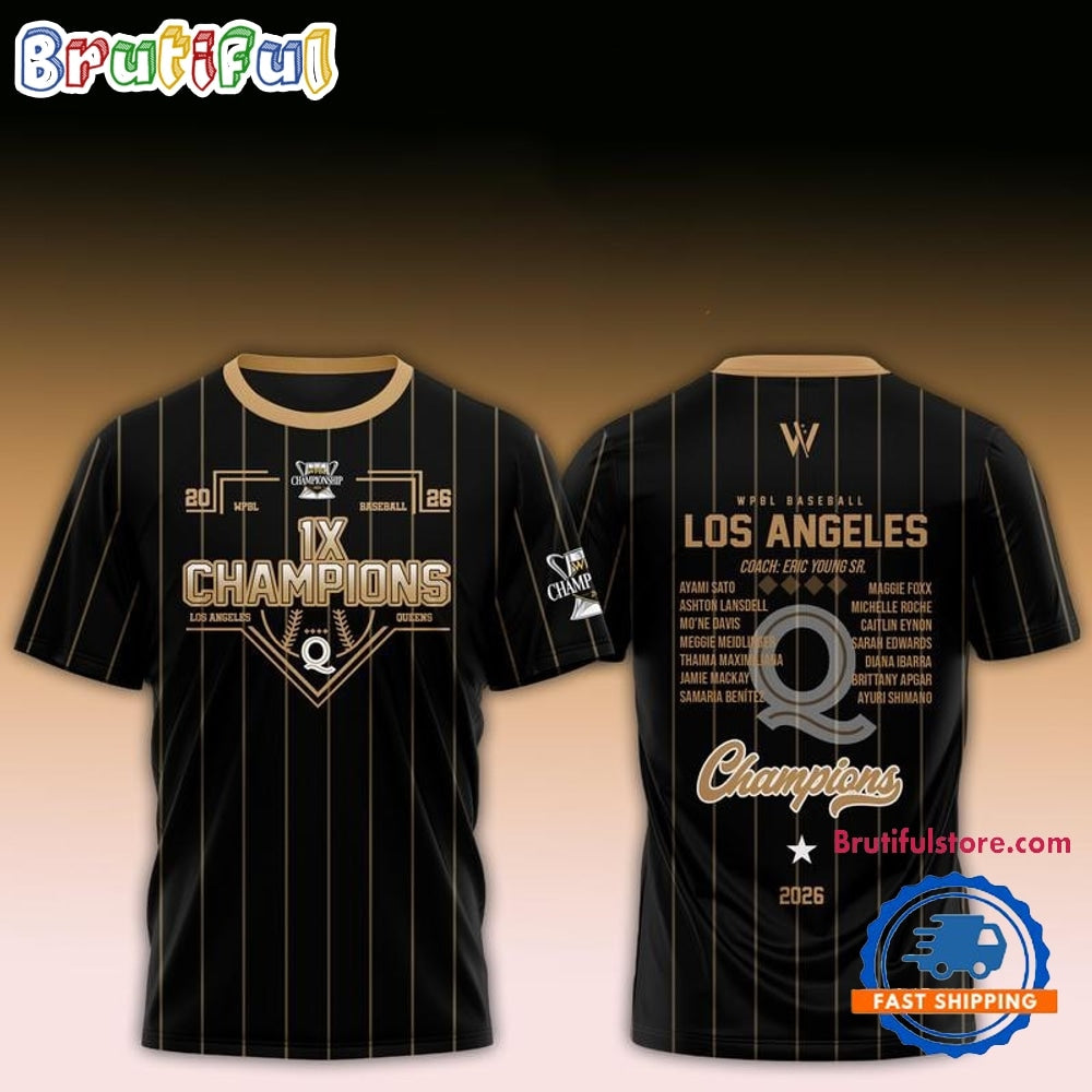 Los Angeles Queens Champions 1X WPBL Baseball 2026 T Shirt