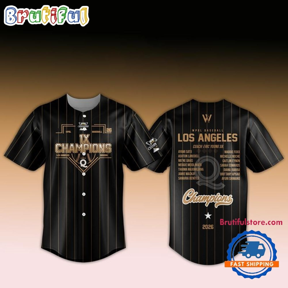 Los Angeles Queens Champions WPBL Baseball 2026 Limited Edition Black Baseball Jersey