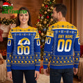 Los Angeles Rams Custom Name And Number Logo Ugly Christmas Sweater