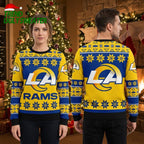 Los Angeles Rams LA Logo Snowflake Ugly Christmas Sweater