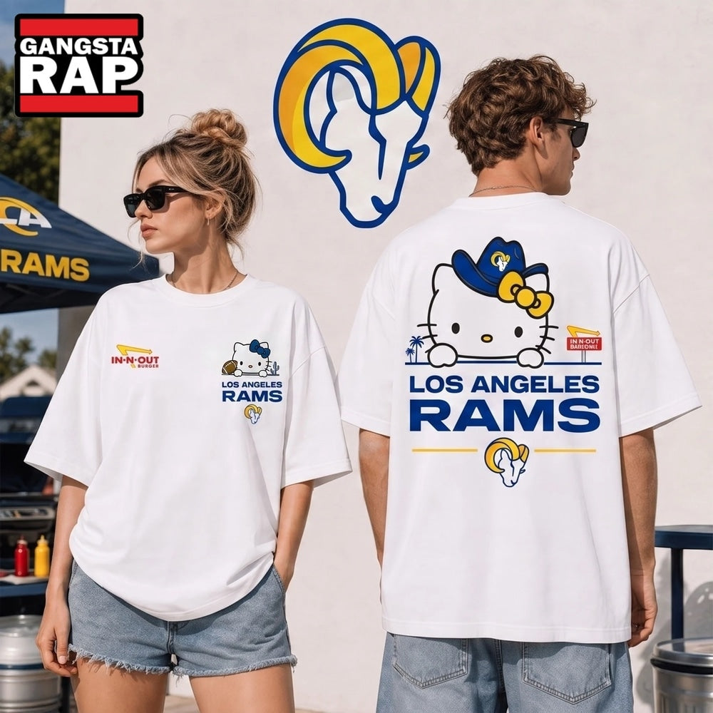 Los Angeles Rams NFL Kitty Burger Game Day Unisex 3D Shirt, Football New Design Shirt