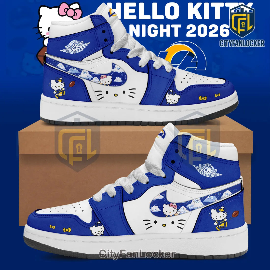 Los Angeles Rams x Hello Kitty Blue High-Top Sneakers