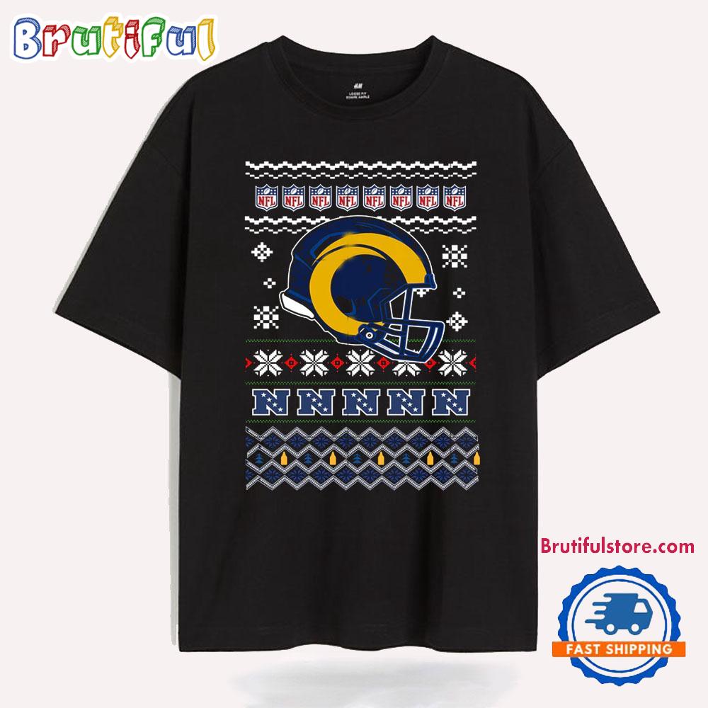 Los Angeles Rams Football Logo Team Helmet Merry Chritmas 2024 T Shirt