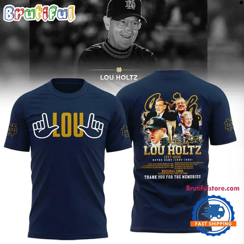 Lou Holtz 1937-2026 Thank You For The Memories Notre Dame Fighting Irish Football T Shirt