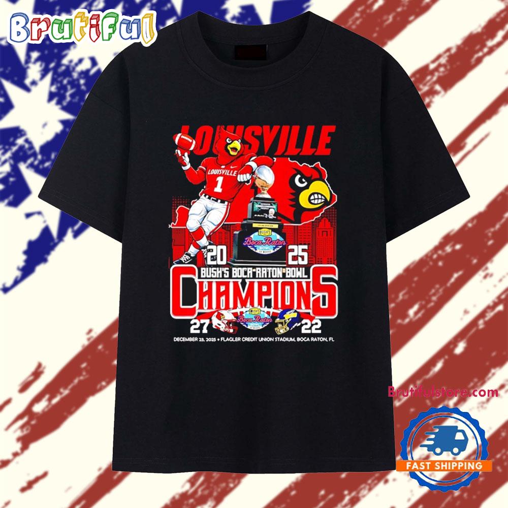 Louisville Cardinals 2025 Bush’s Boca Raton Bowl Champions city skyline T Shirt