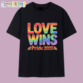 Love Wins Pride 2025 Rainbow Graphic T Shirt