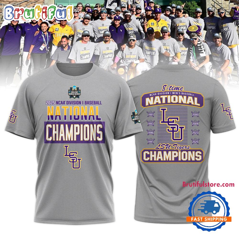 LSU Tigers 2025 NCAA Baseball Men’s College World Series Champions Locker Room 3D Shirt