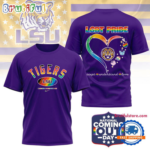 LSU Tigers 2025 NCAA National Coming Out Day LGBT Pride Unisex 3D Shirt