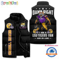 LSU Tigers Football Sporty Mascot Design Sleeveless Puffer Jacket