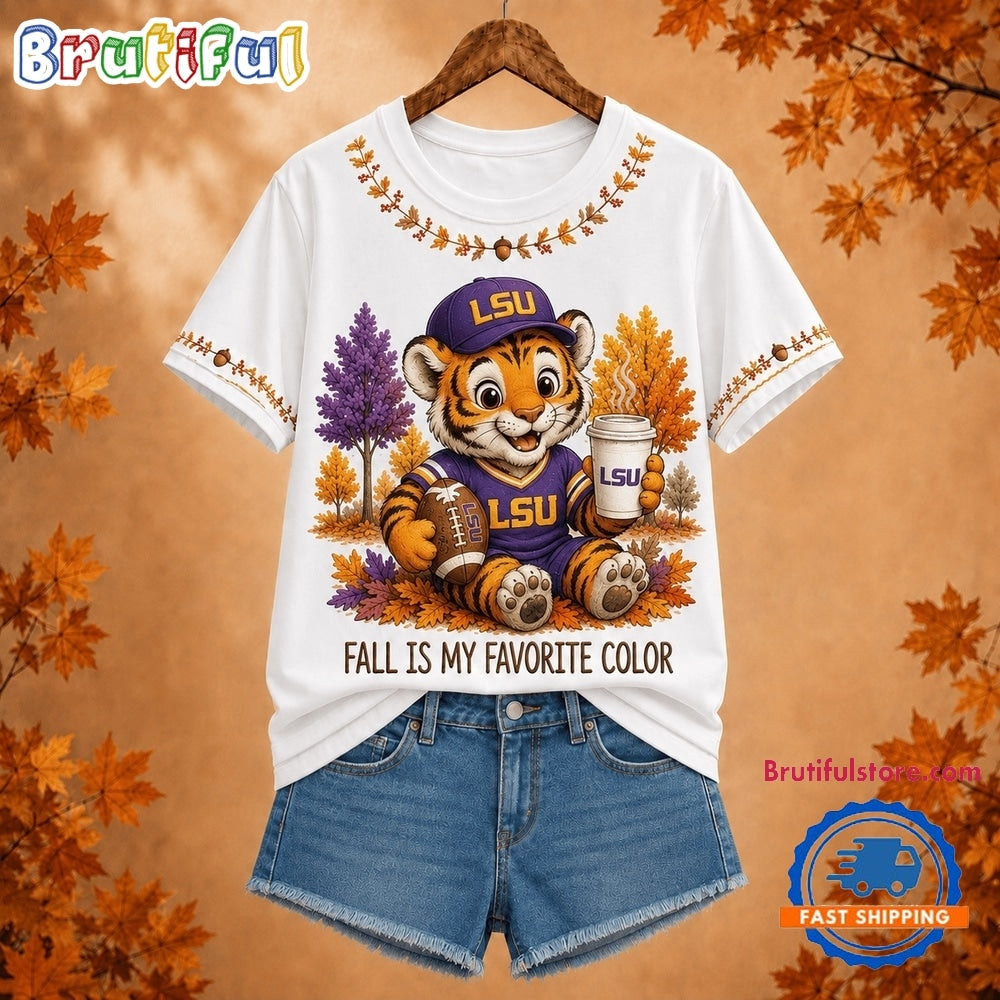 LSU Tigers NCAA Fall Is My Favorite Color Football Unisex 3D Shirt