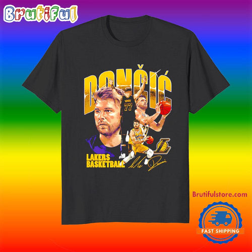 Luka Doncic Los Angeles Lakers player collage signature T Shirt