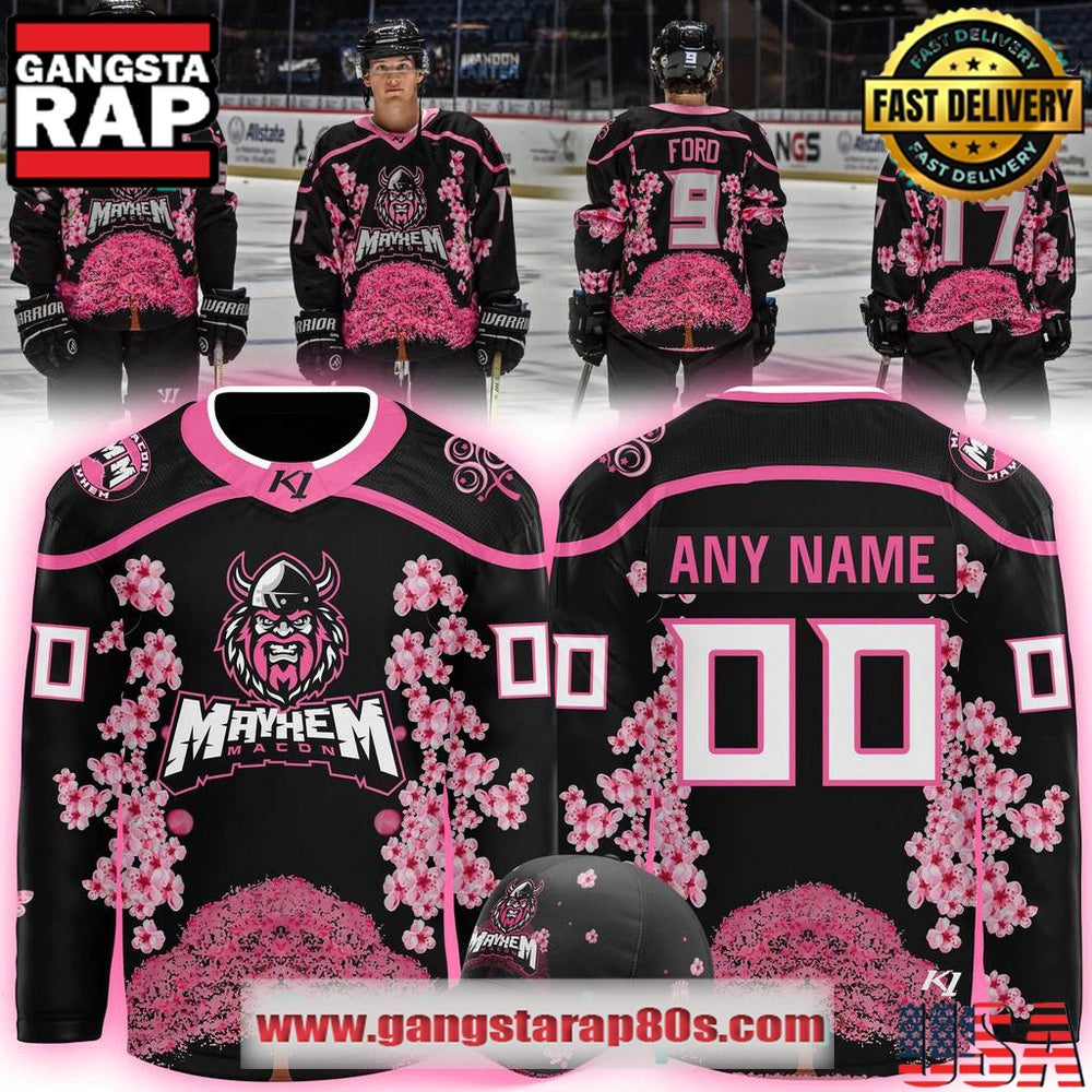 Macon Mayhem x Cherry Blossom Custom Hockey Jersey