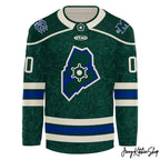 Maine Mariners State Outline Logo Green 2026 Hockey Jersey