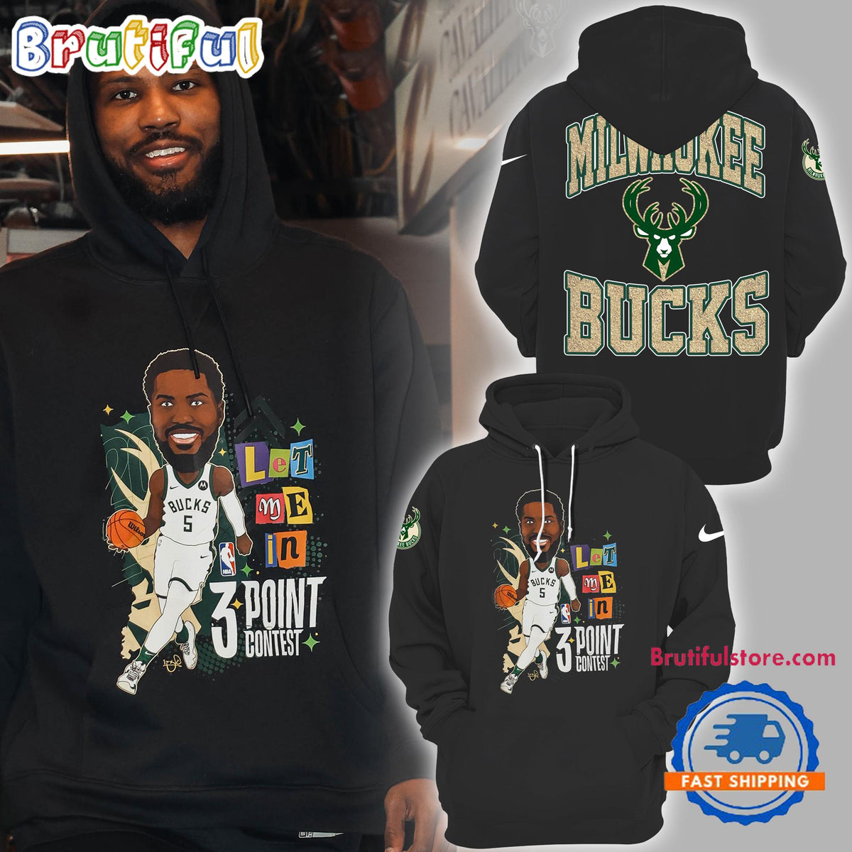 Malik Beasley Milwaukee Bucks Basketball Hoodie