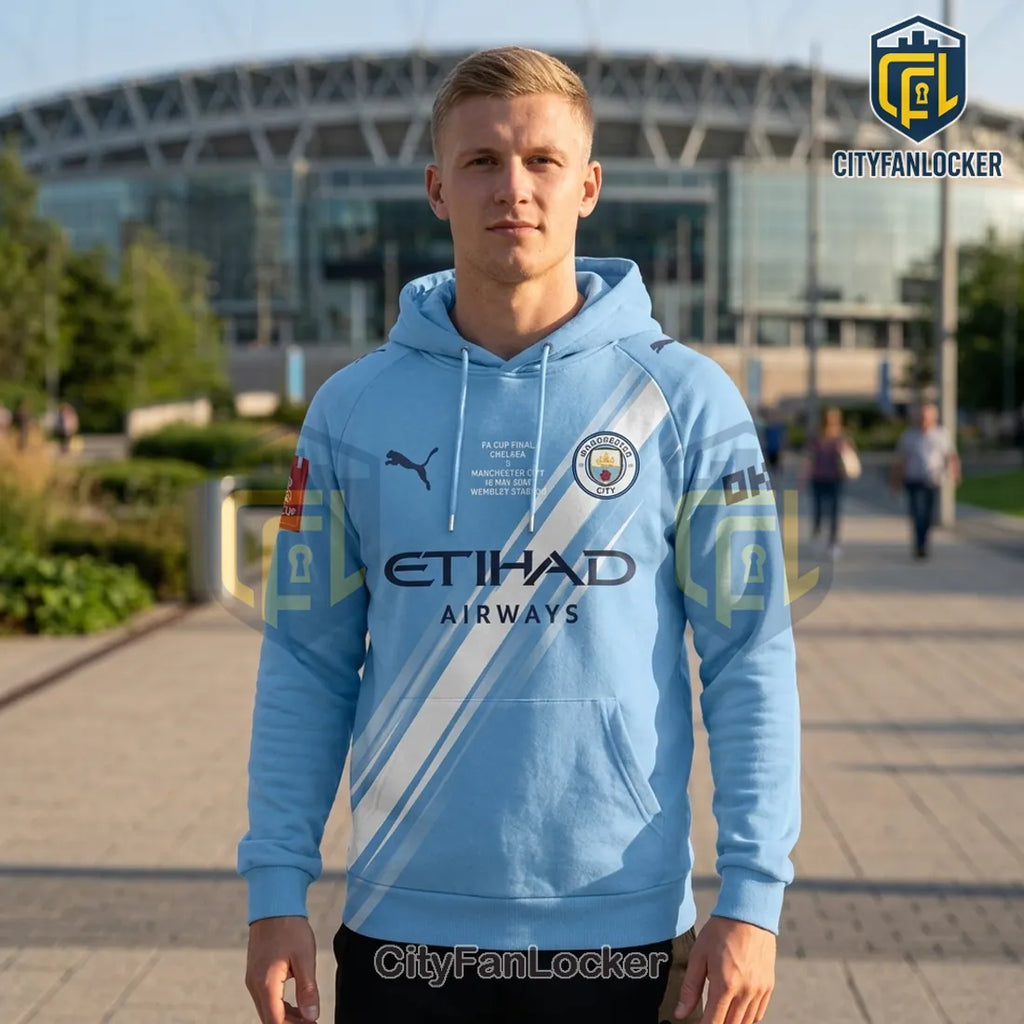 Manchester City Haaland 2026 FA Cup Final Sky Blue Hoodie