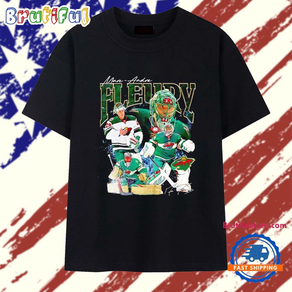 Marc-Andre Fleury Minnesota Wild Hockey Signature Collage T Shirt