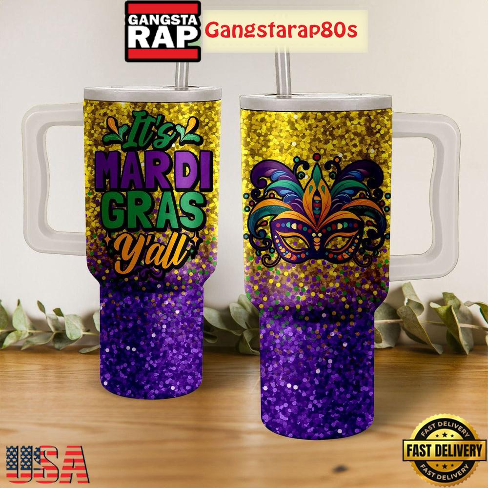 Mardi Gras Festival Fan Tumbler Cup 40oz