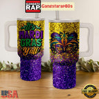 Mardi Gras Festival Fan Tumbler Cup 40oz