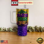 Mardi Gras Festival Fan Tumbler Cup 40oz