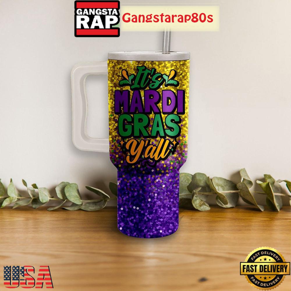 Mardi Gras Festival Fan Tumbler Cup 40oz