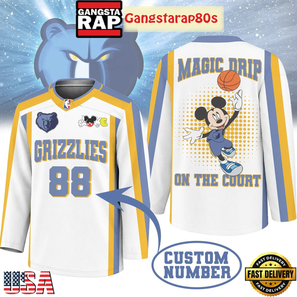 Memphis Grizzlies Premium NBA Magic Drip Long Jersey Shirt