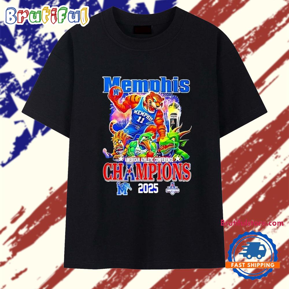 Memphis Tigers 2025 American Athletic Conference Champions Mascot T Shirt