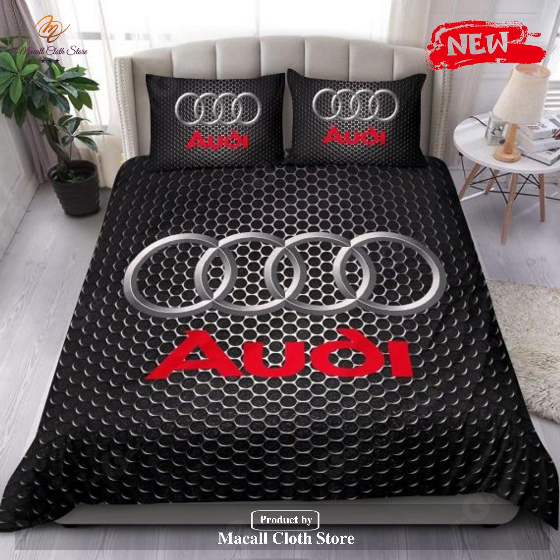 Mesh Rings Gift For Audi Lover Audi Car Bedding Set