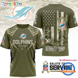 Miami Dolphins 2025 NFL Salute to Service Camo All Over Print Shirt