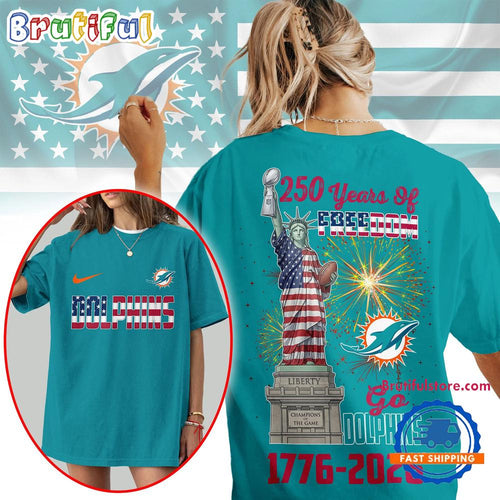Miami Dolphins 2026 NFL Statue Of Liberty 250th Anniversary Unisex 3D Shirt