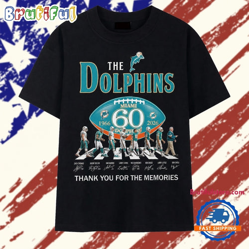 Miami Dolphins 60th Anniversary 1966 2026 Abbey Road Signatures T Shirt