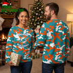 Miami Dolphins Camo Pattern Ugly Christmas Sweater