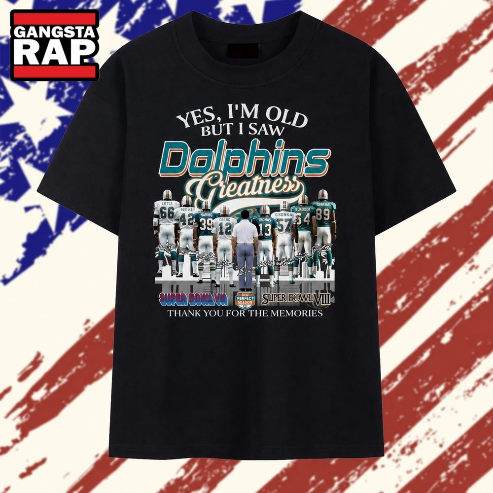 Miami Dolphins Greatness Legends Signatures Super Bowl Memories T Shirt