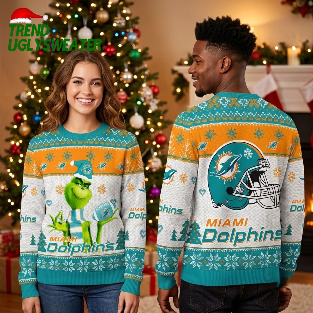 Miami Dolphins Grinch Christmas Sweater Ugly Christmas Sweater