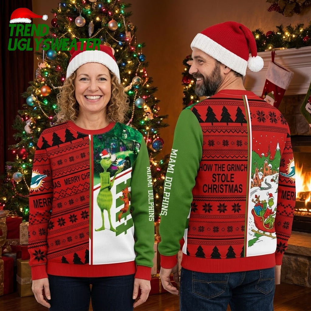 Miami Dolphins Grinch Christmas Ugly Christmas Sweater