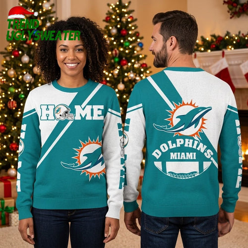 Miami Dolphins Home Logo Ugly Christmas Sweater