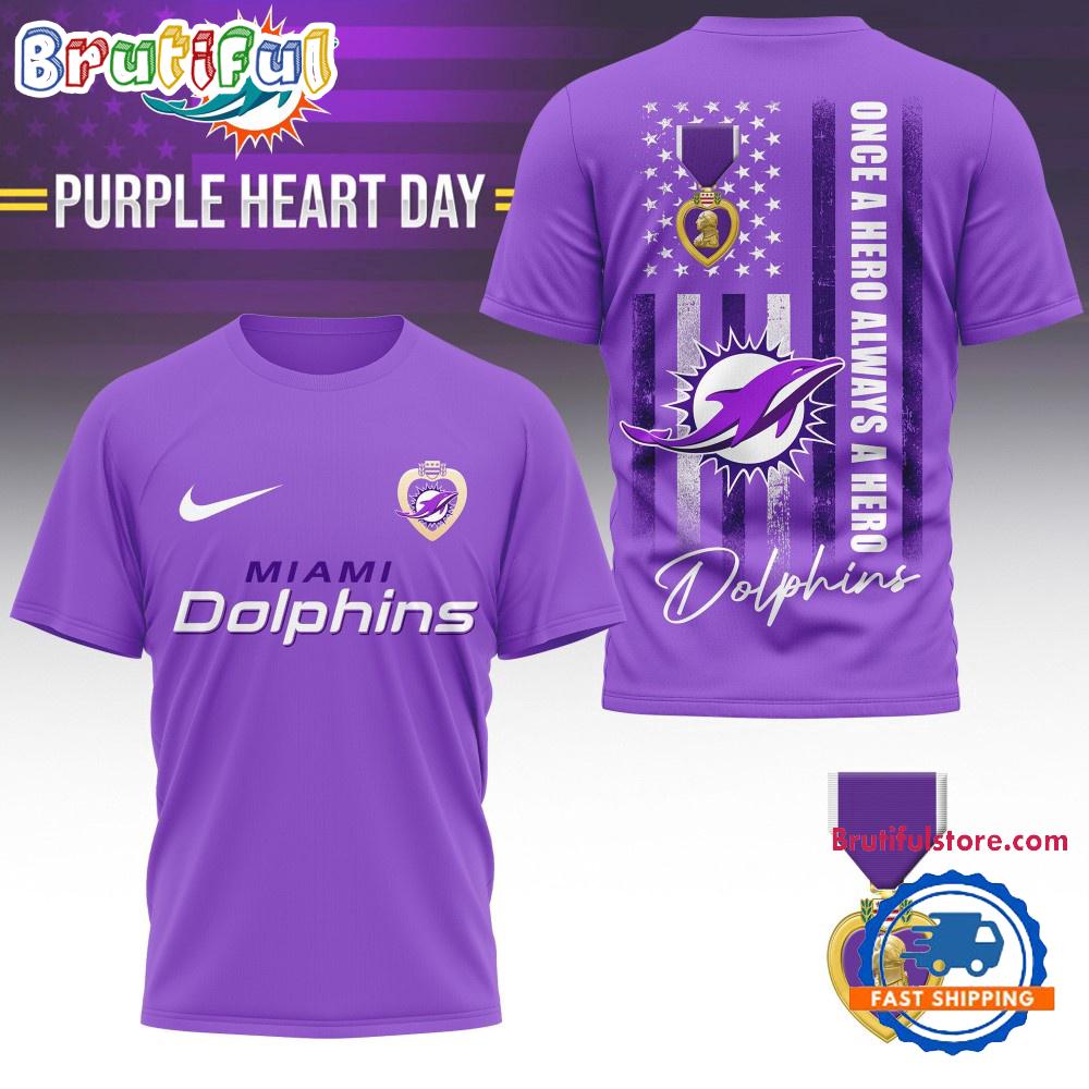 Miami Dolphins National Purple Heart Day Limited Edition 3D Shirt