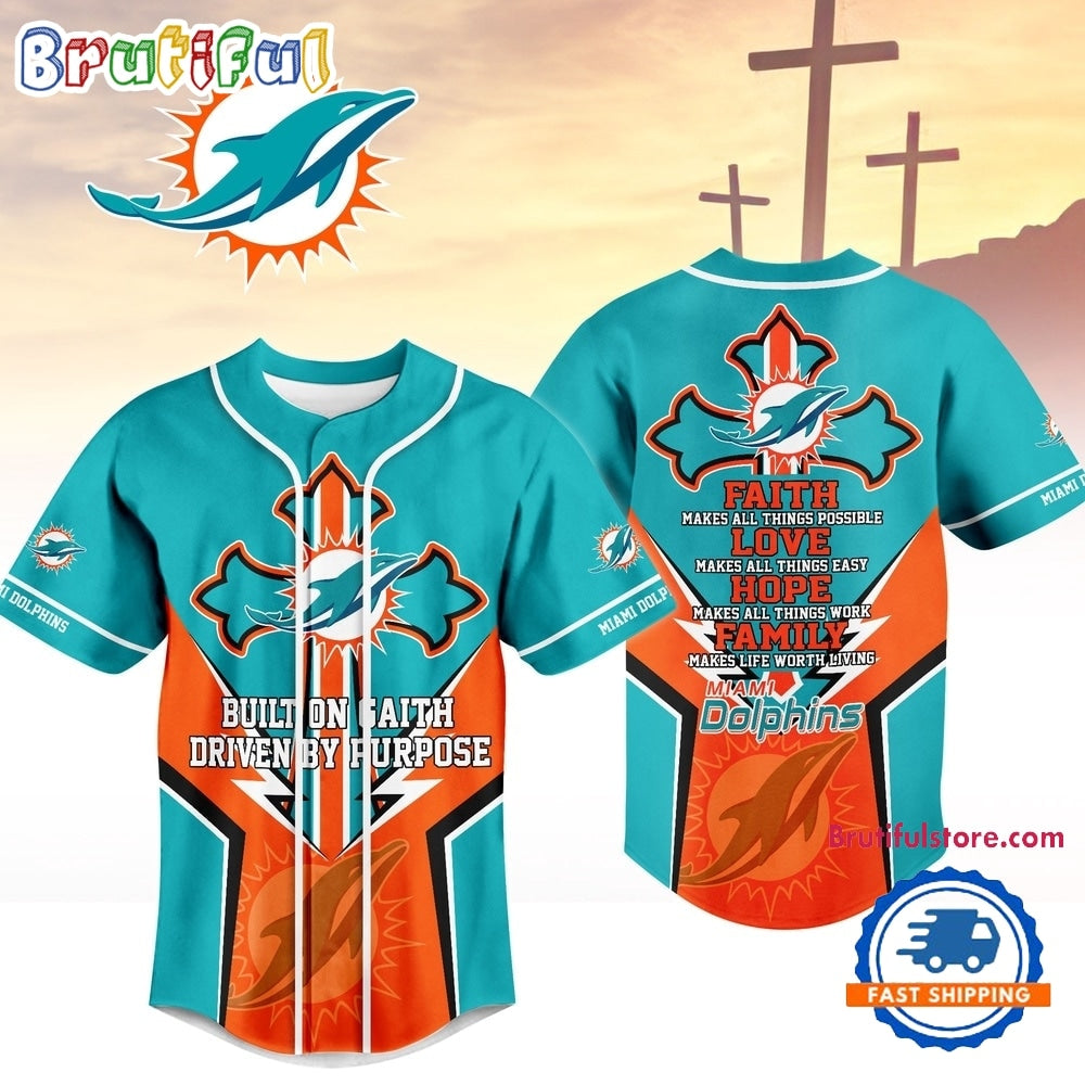 Miami Dolphins NFL Blessed Beyond The Score Baseball Jersey