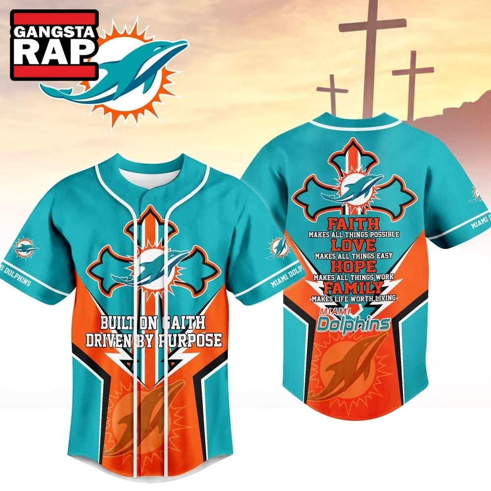Miami Dolphins NFL Blessed Beyond The Score Baseball Jersey