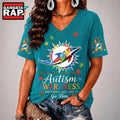 Miami Dolphins NFL Different, Not Less Autism Awareness V neck T Shirt