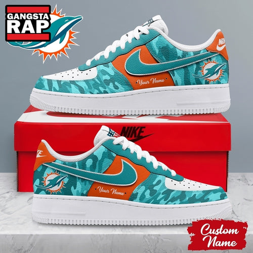 Miami Dolphins NFL End Zone Energy Custom Air Force 1 Shoes Sneaker