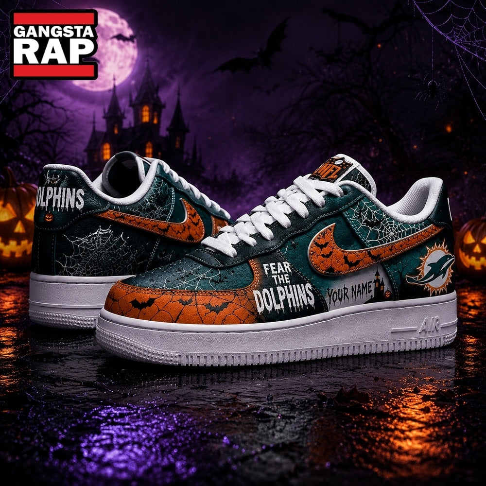 Miami Dolphins NFL Fear The Team Halloween Air Force 1 Shoes Sneakers