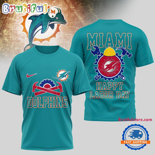 Miami Dolphins NFL Happy Labor Day 2025 Uniesx 3D Shirt