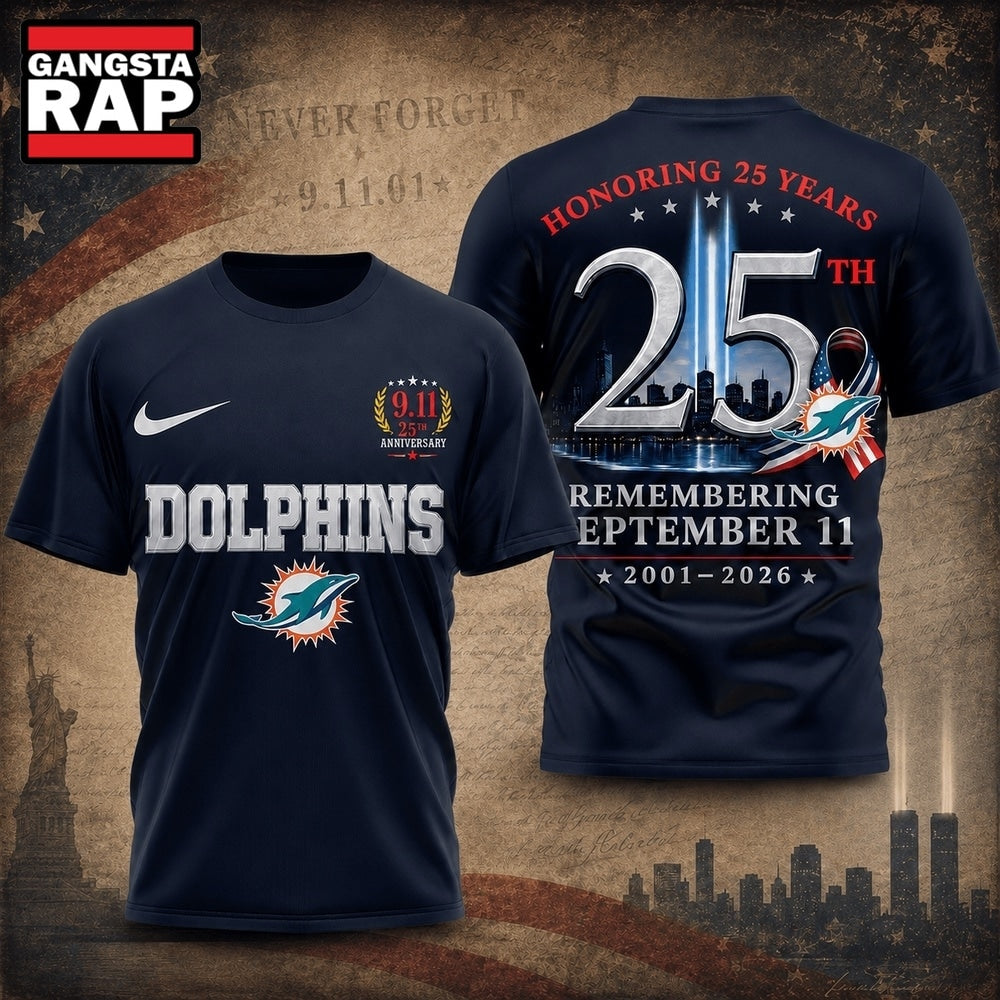 Miami Dolphins NFL Honoring 25 Years Remembering September 11 T Shirt, Football New Design Shirt